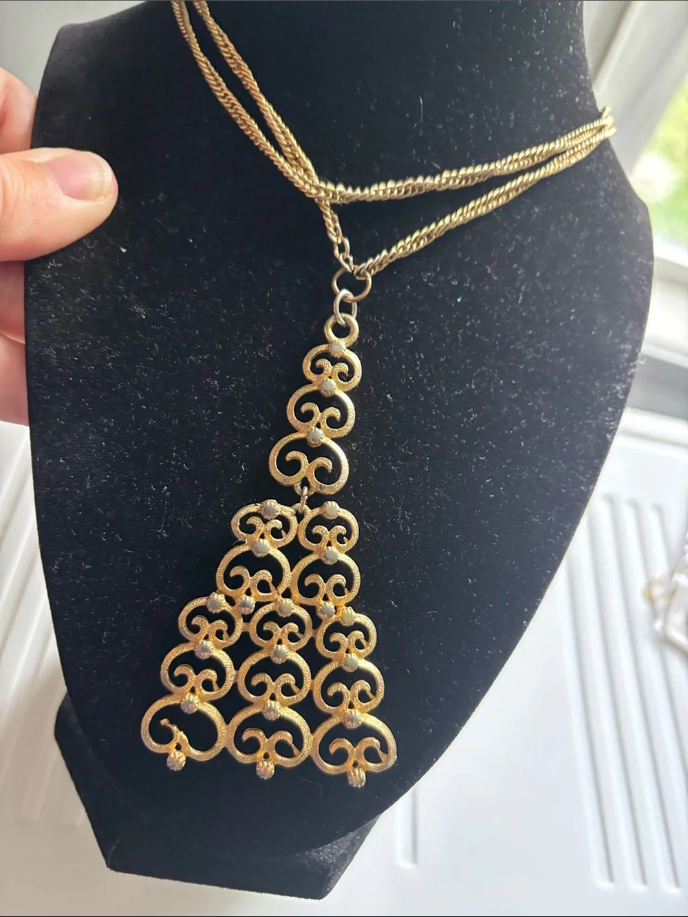 Gold-Tone Filigree Drop Necklace - Women’s Fashion Jewelry